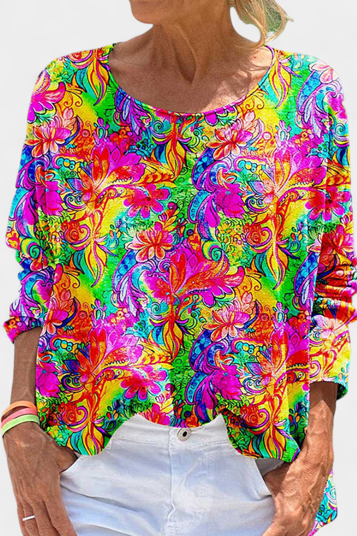 Blusa Oversized Omari con Estampado Bohemio Retro
