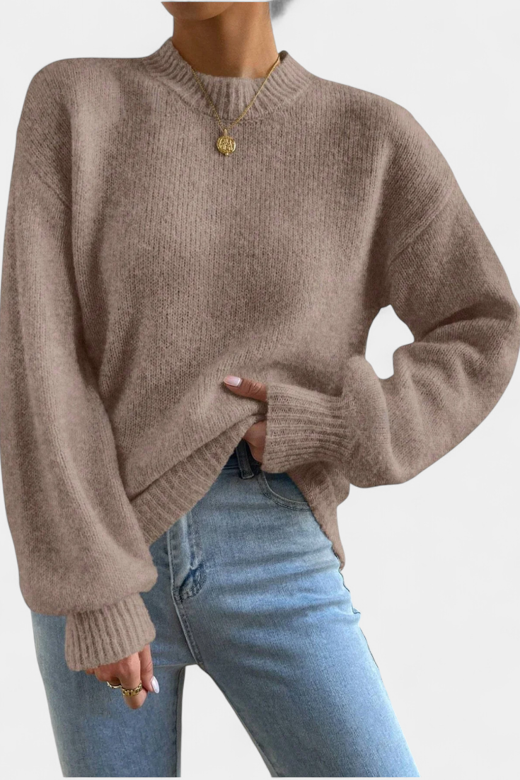 Emilia™ | Jersey de Cuello Redondo con Mangas Globo