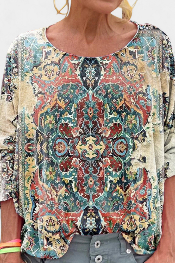 Blusa Oversized Omari con Estampado Bohemio Retro