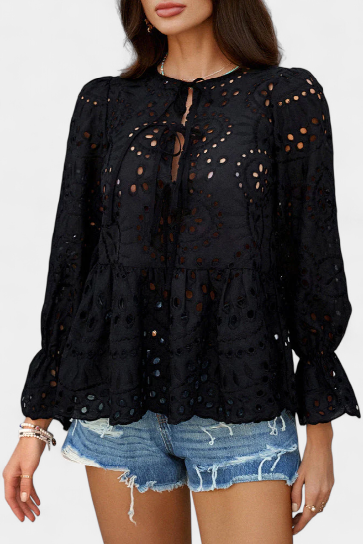 Top Bohemio Kayden de Encaje con Corte Fluido