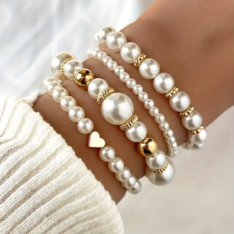 Conjunto de Pulseras de Perlas Intemporales