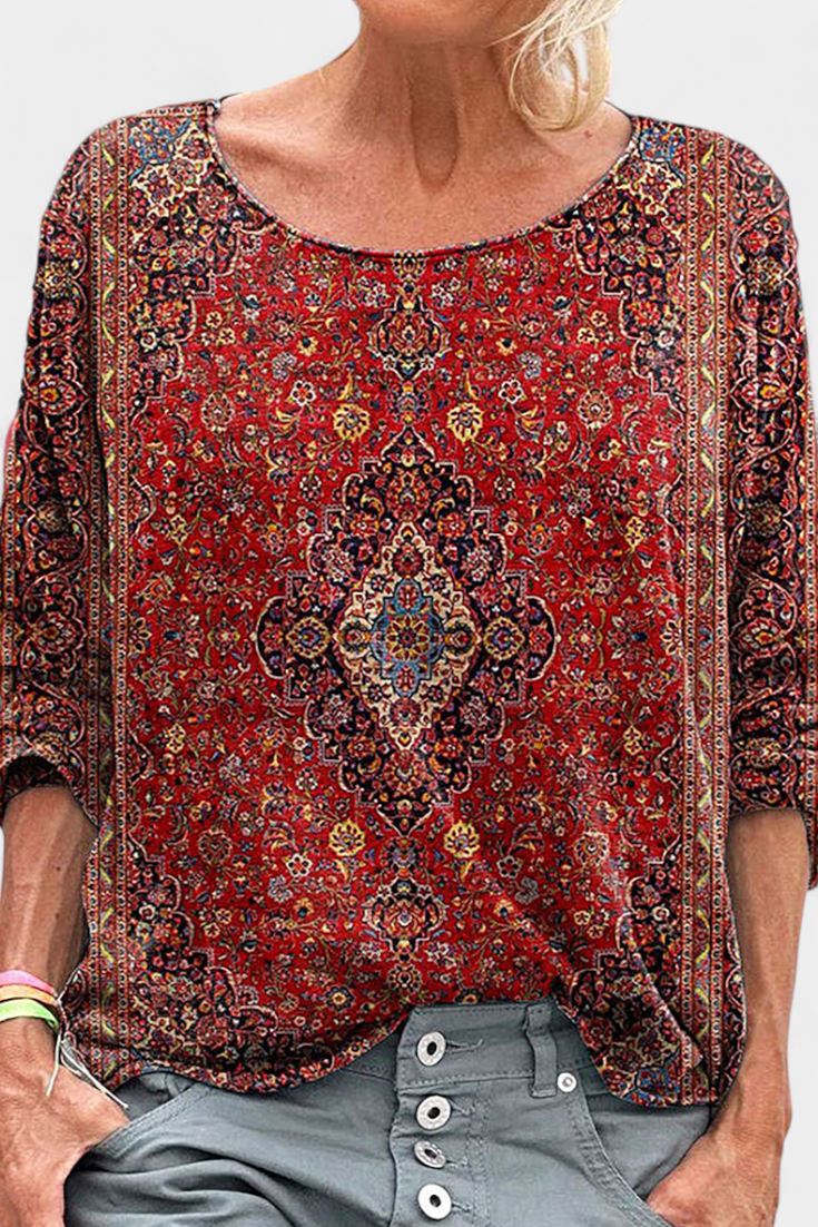Blusa Oversized Omari con Estampado Bohemio Retro