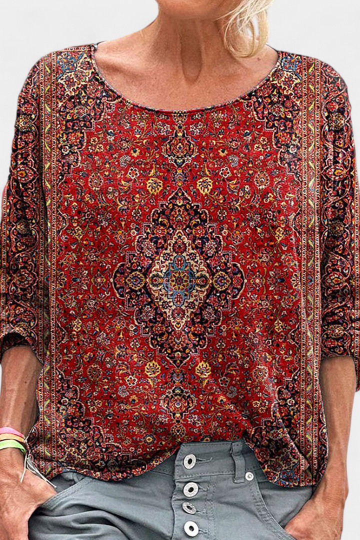 Blusa Oversized Omari con Estampado Bohemio Retro