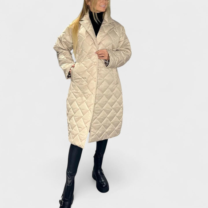 Isela™ | Abrigo reversible con forro de leopardo elegante