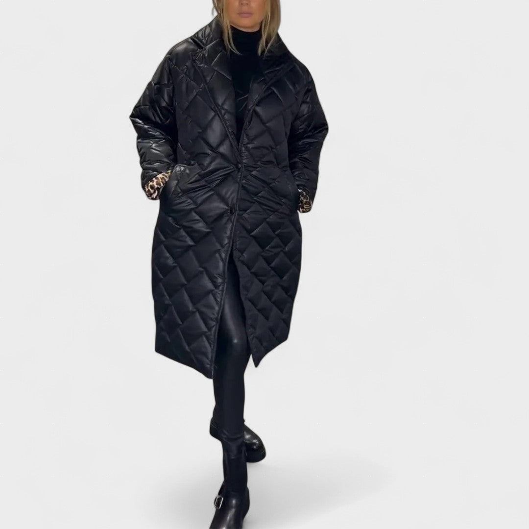 Isela™ | Abrigo reversible con forro de leopardo elegante