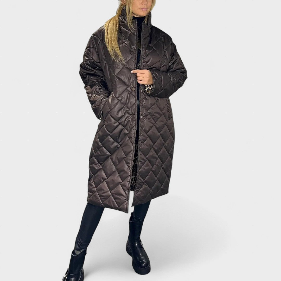 Isela™ | Abrigo reversible con forro de leopardo elegante