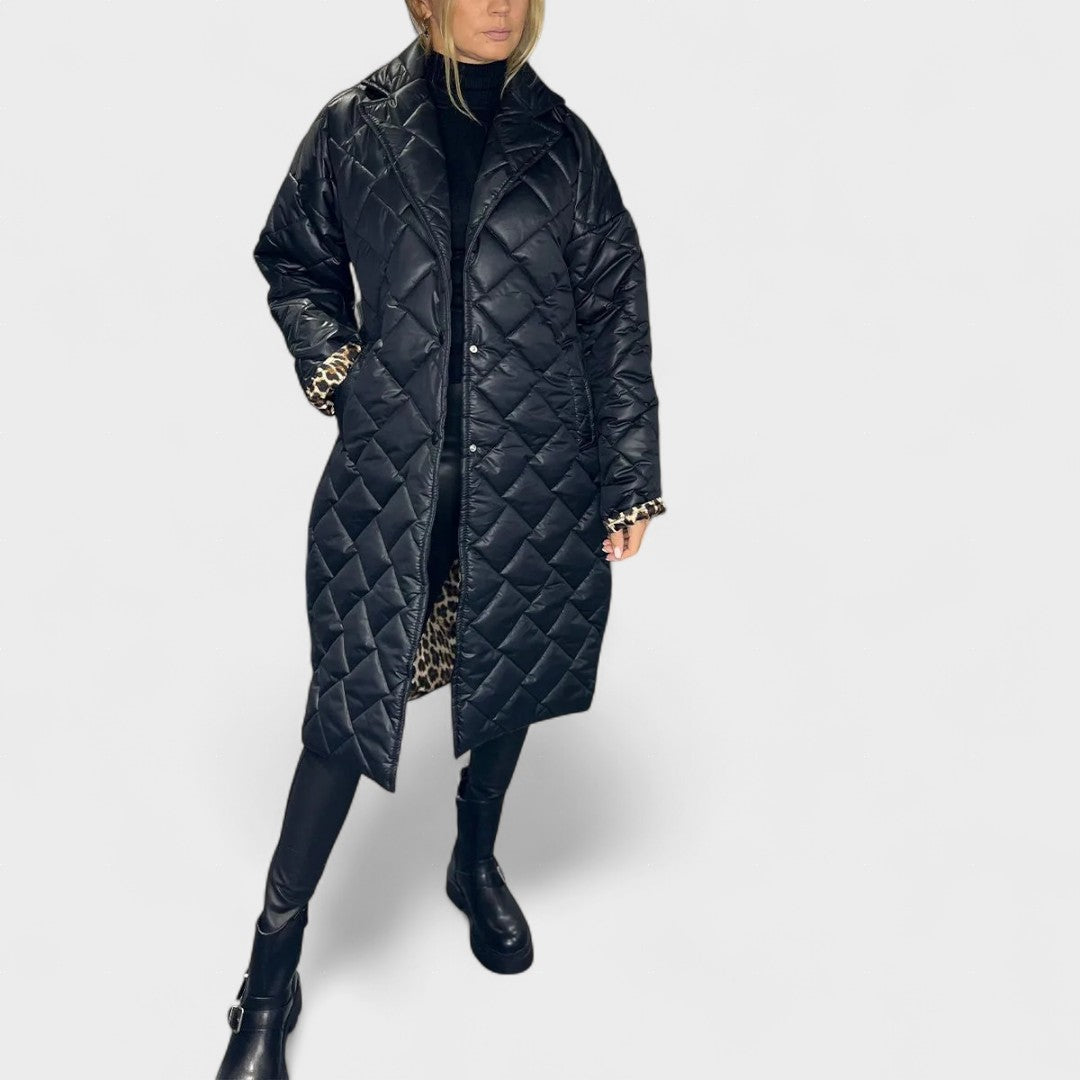Isela™ | Abrigo reversible con forro de leopardo elegante