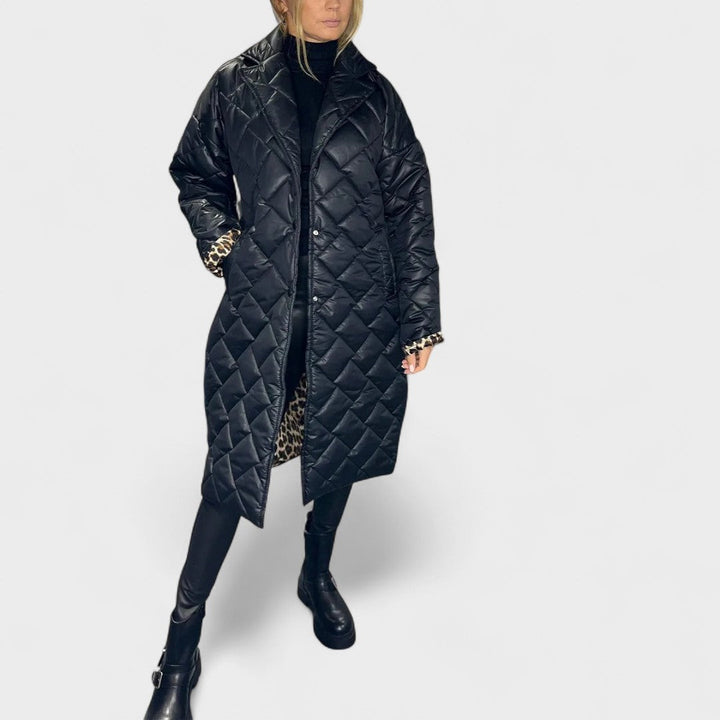 Isela™ | Abrigo reversible con forro de leopardo elegante