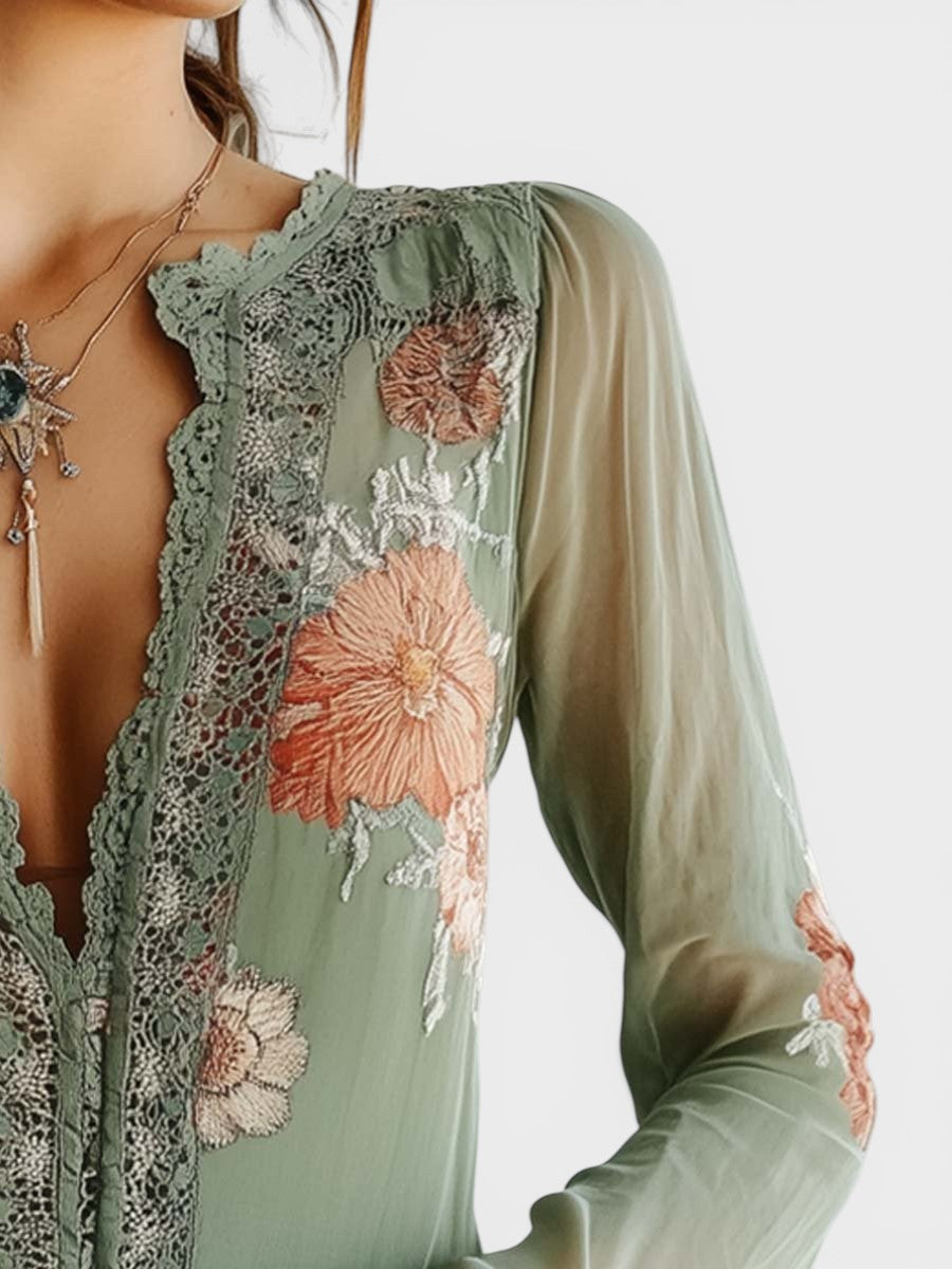 Aitana™ | Blusa de encaje floral boho