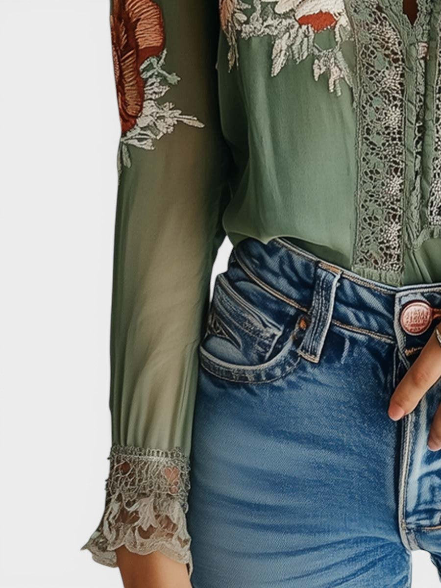Aitana™ | Blusa de encaje floral boho