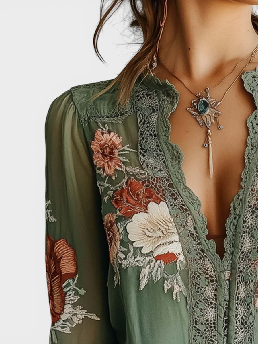 Aitana™ | Blusa de encaje floral boho
