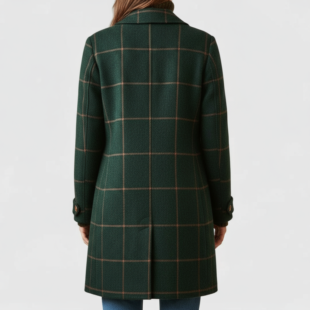 Celia™ | Abrigo retro de cuadros con solapa