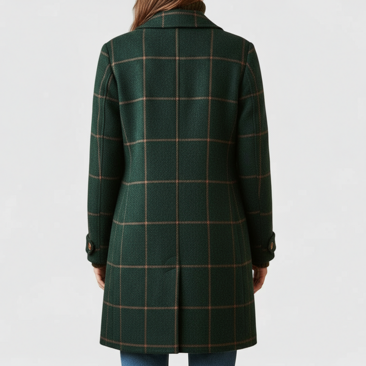 Celia™ | Abrigo retro de cuadros con solapa