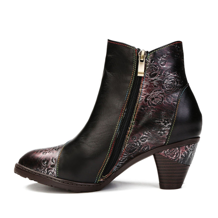 Gisela — Botines Retro con Botones Florales