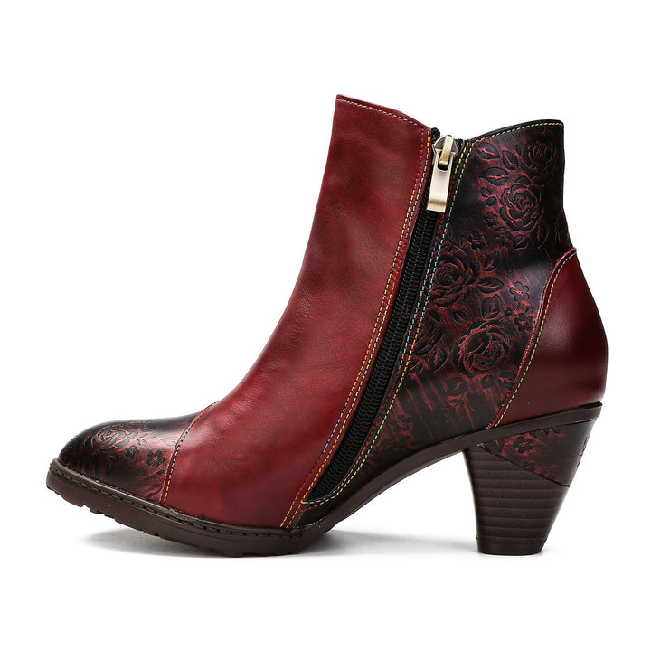 Gisela — Botines Retro con Botones Florales