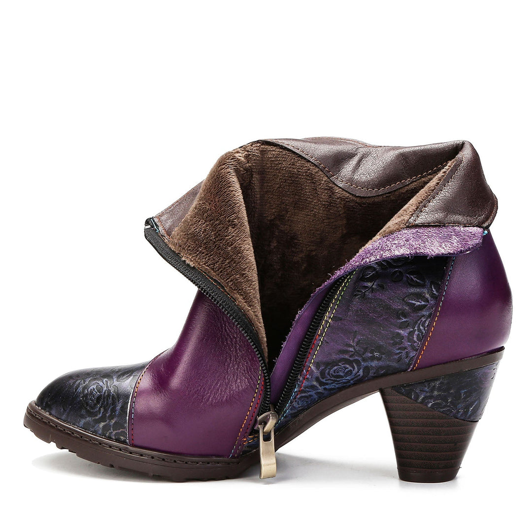 Gisela — Botines Retro con Botones Florales