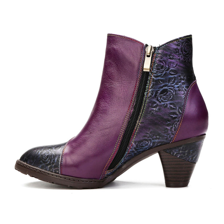 Gisela — Botines Retro con Botones Florales