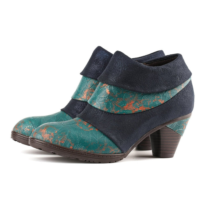 Fátima — Botines con Relieve Floral Artesanal
