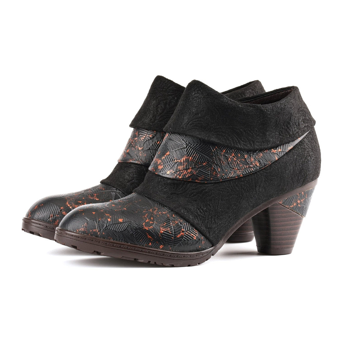 Fátima — Botines con Relieve Floral Artesanal