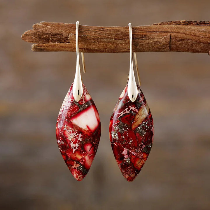 Pendientes en forma de gota con piedra natural