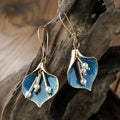 Pendientes Colgantes de Oro y Azul con Perlas